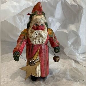 House of Hatten ‘88 Folk Art Enchanted Forest Santa Christmas Ornament HdPainted